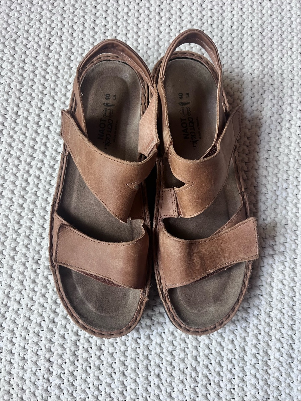 Naot Enid Sandal Tan Leather  Size 40